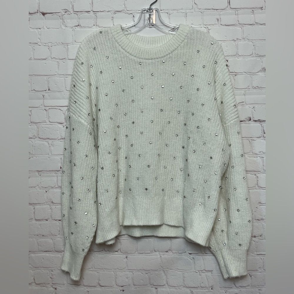 Nine West Rhinestone Detailed Crewneck Sweater